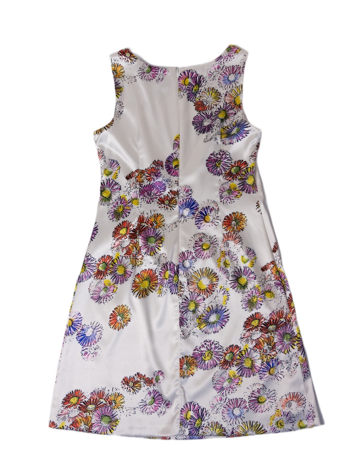 Joseph Ribkoff White Floral A-Line Dress UK 12 US 10 Sleeveless Knee Length