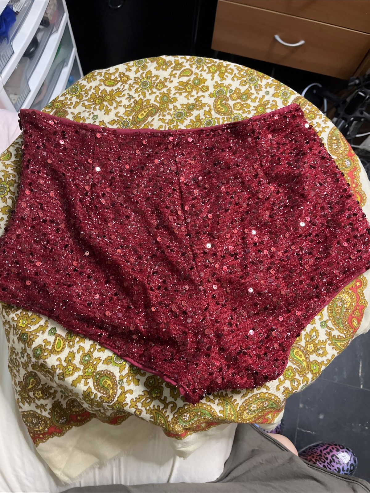 Ladies Glitter Sequins Briefs Shiny Low Waist Shorts Stretch Hot size L