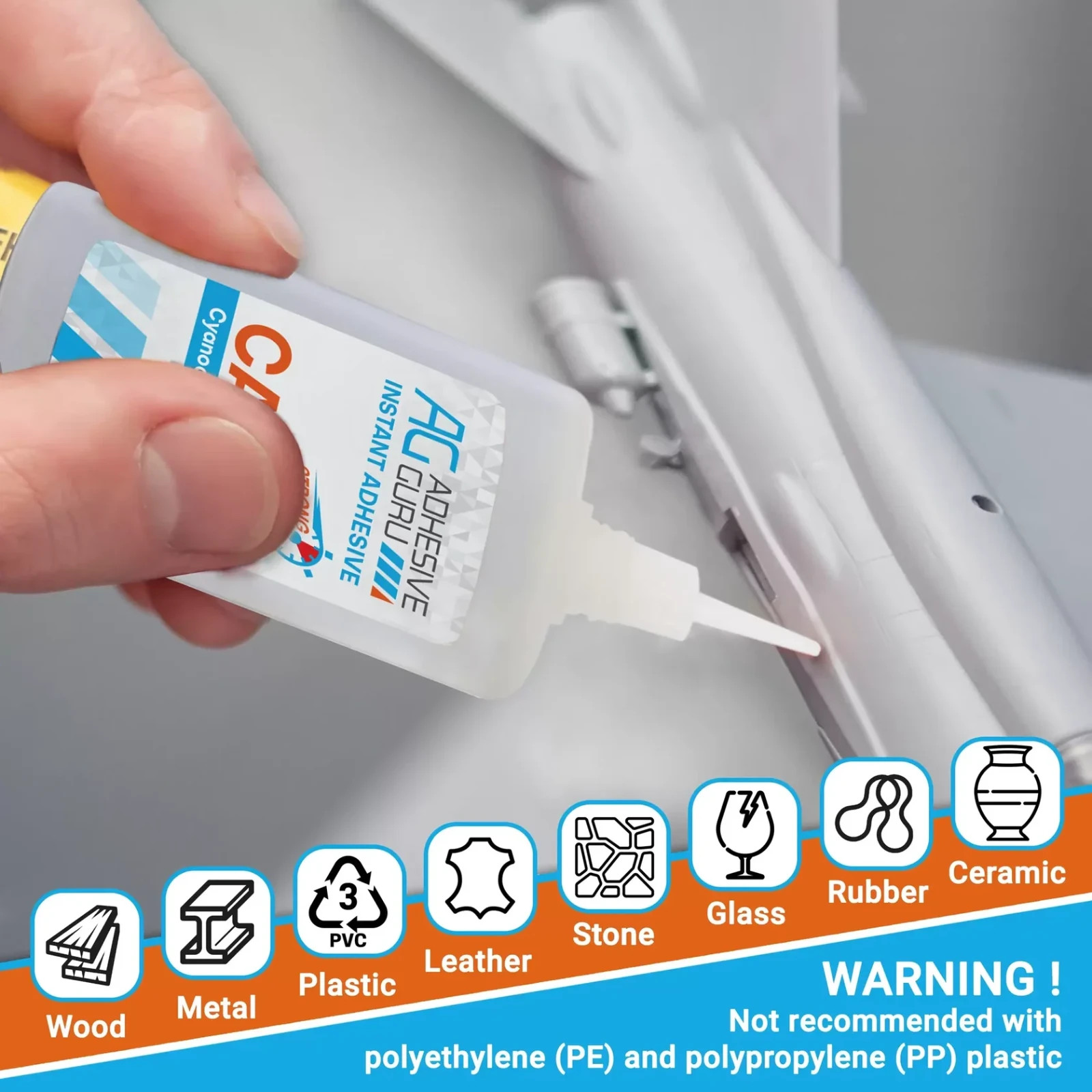 Adhesive Guru CA Glue with Activator (1.7 oz 1 Pack, & Kit