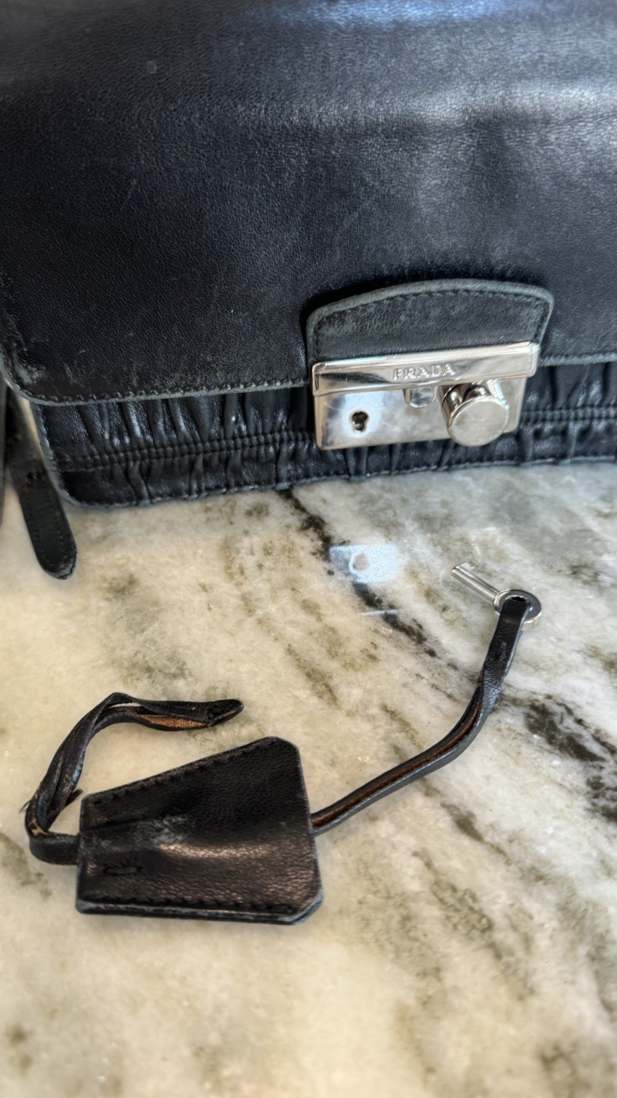 Prada Nappa Leather Gaufre w/ lock shoulder or crossbody bag