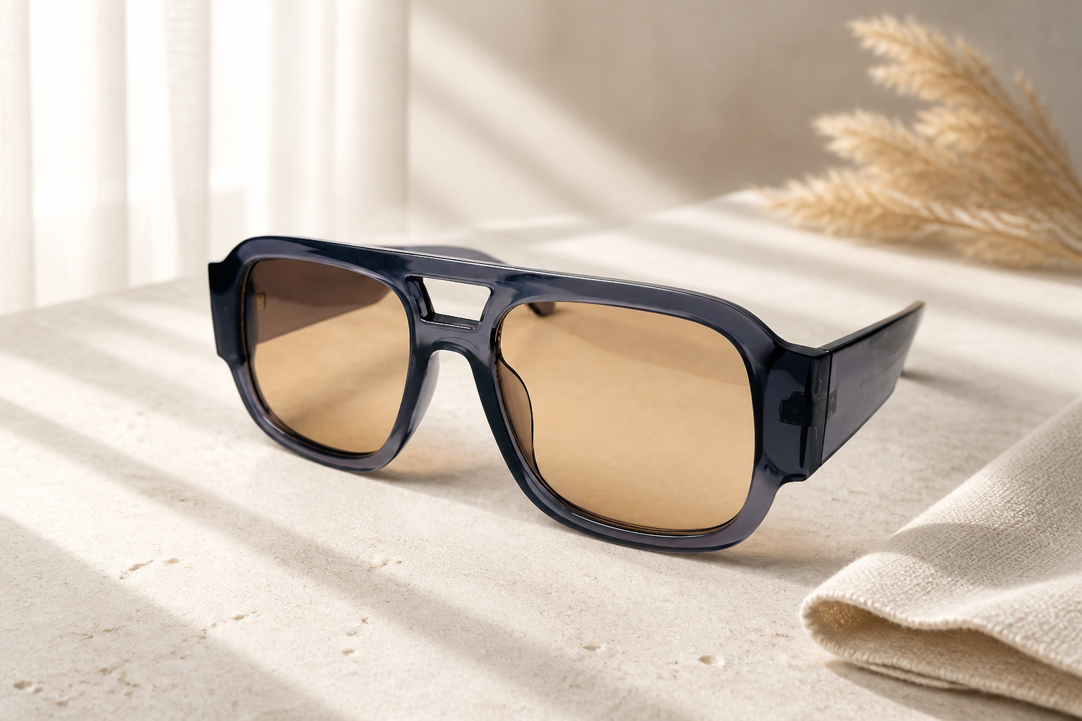 Black Oversized Square Sunglasses Champagne Lens Retro Shades for Women Men