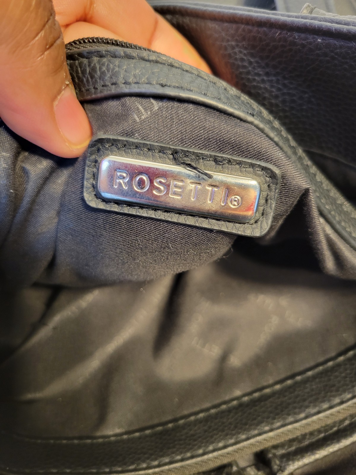 Rosetti Black Shoulder Bag Studded Buckle Accents Magnetic Zip Silver Hardware