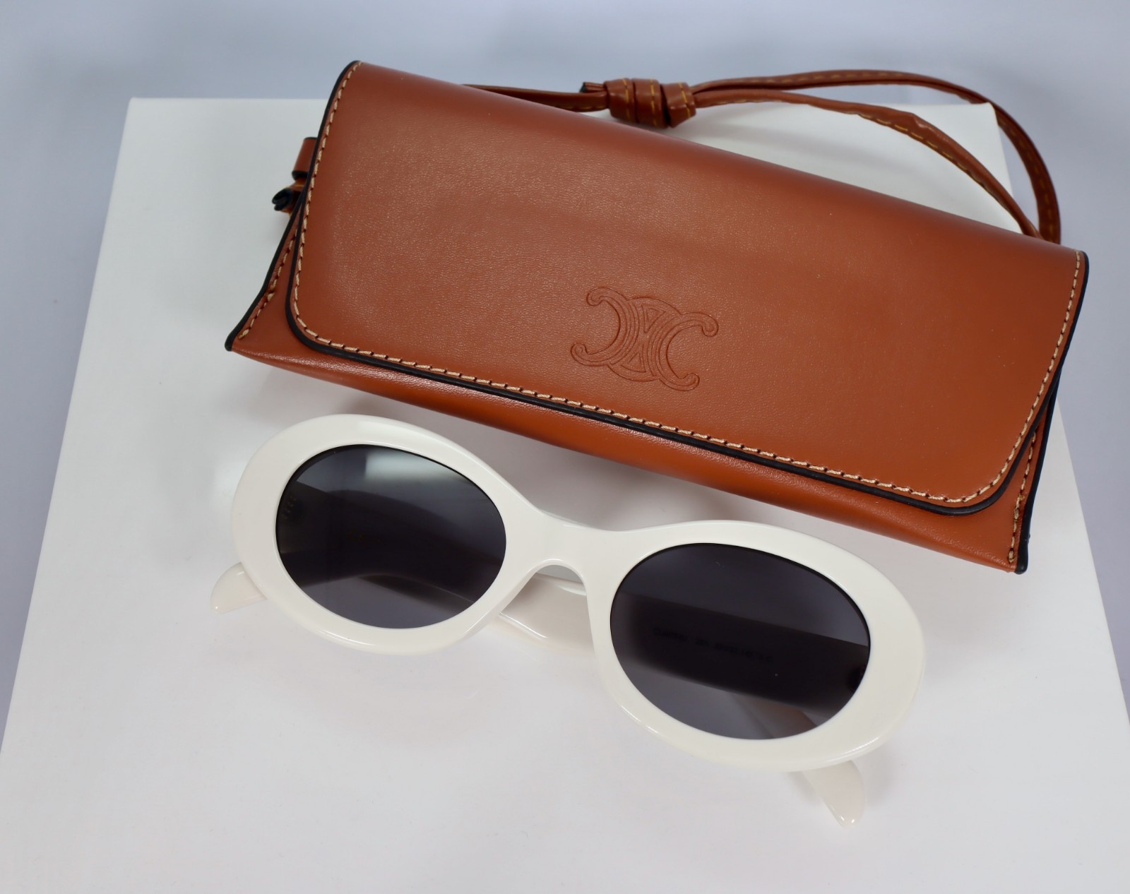 Celine CL40194U 25A 52mm Round White Sunglasses with Grey Lens