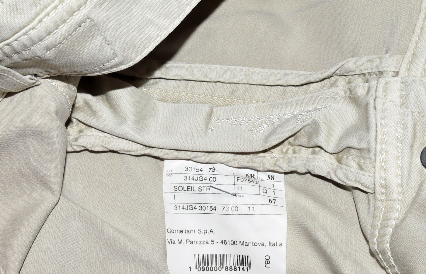 Corneliani ID Luxury Denim Men’s Chino 5 Pocket Straight Made In Italy Size 38