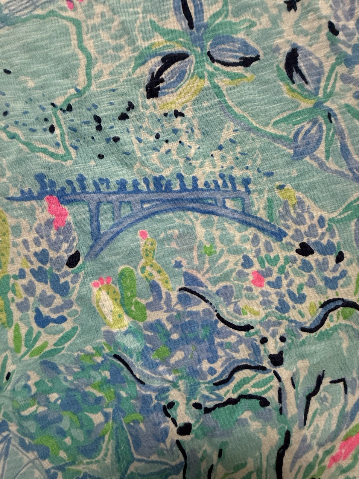 NWOT Lilly Pulitzer Etta V Neck Top L Lilly Loves Texas Destination Print