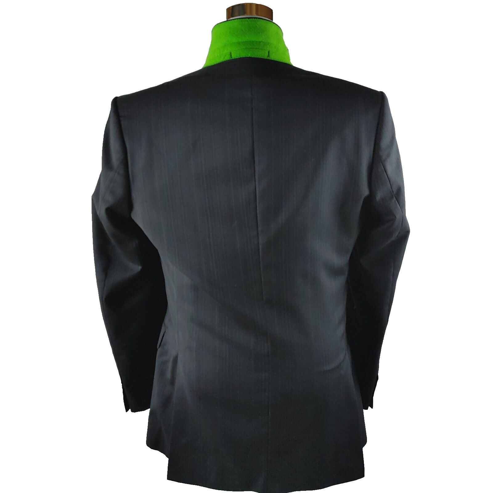 Limehaus 40R Wool 2 Button Charcoal Black Pinstripe Stitched Lapel Suit Blazer
