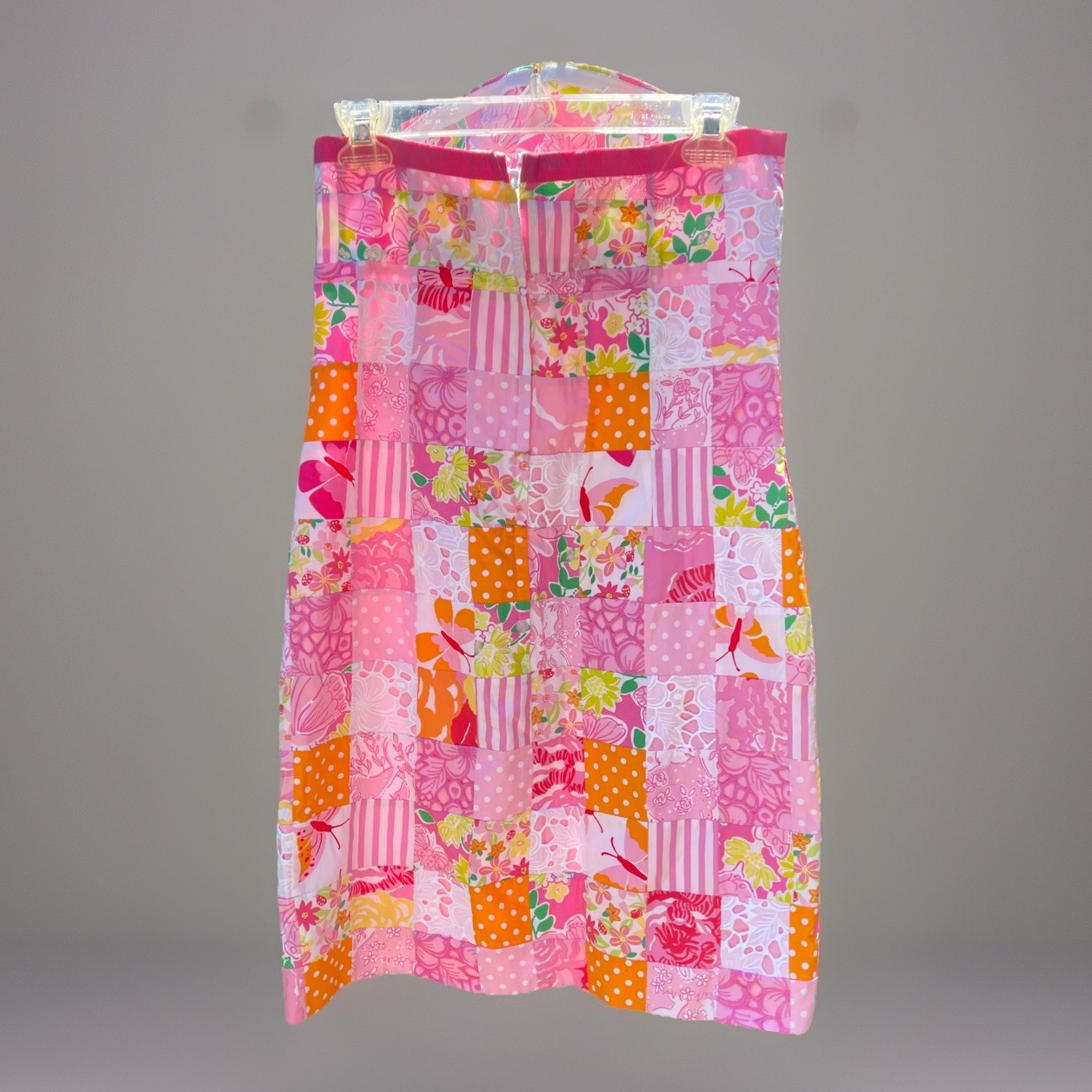 Lilly Pulitzer Bowen Sz 8 Pink Patchwork Mini Strapless Sundress Corset Lined