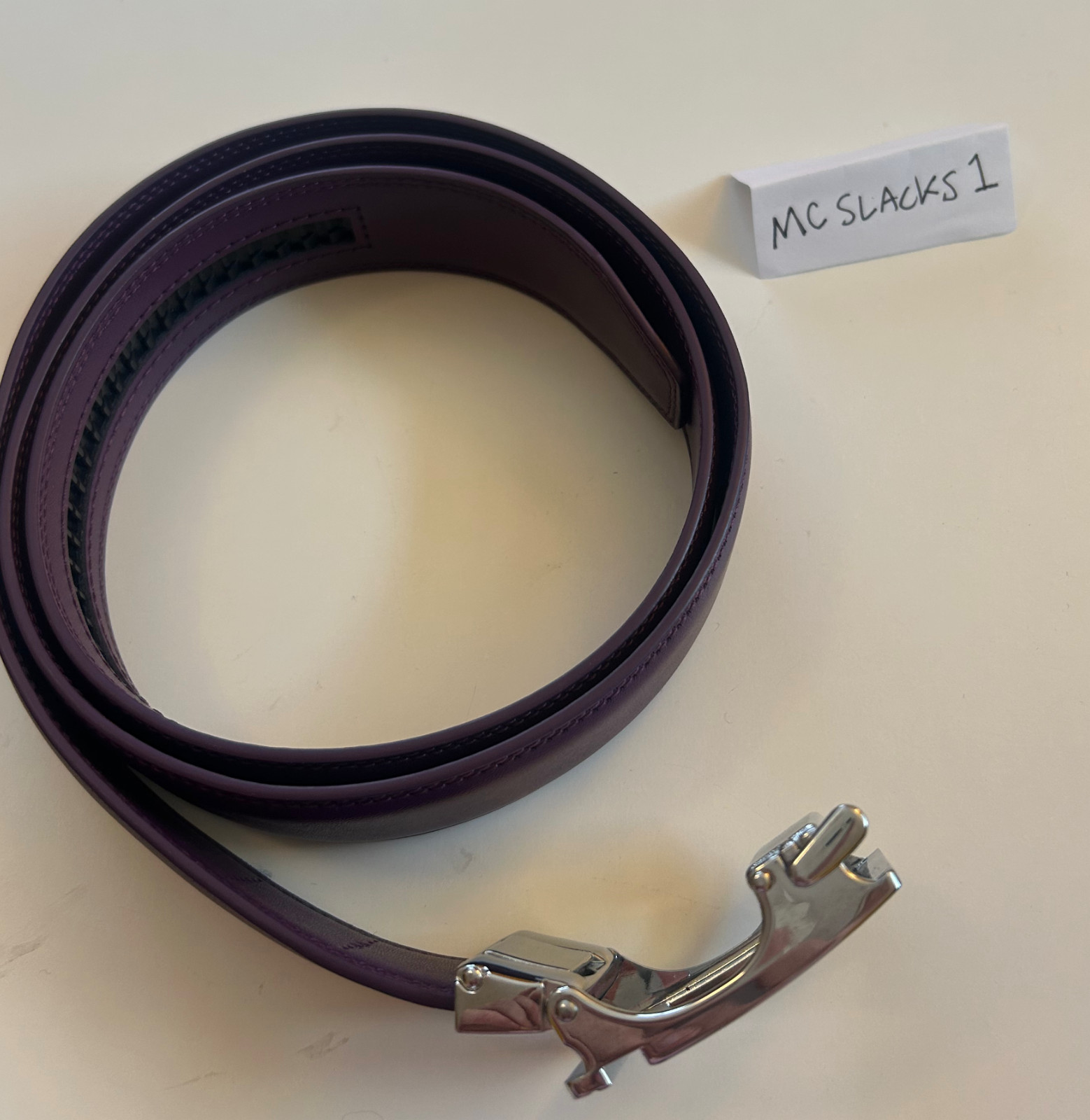 Gelante Belt Purple Leather silver buckle men’s size 28-44 genuine