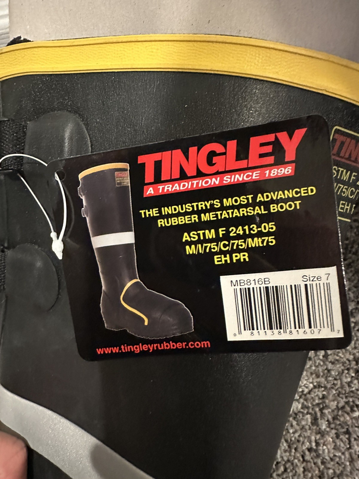 Tingley Rubber Boots ASTMF 2413-05 Mens size 7 MB816B