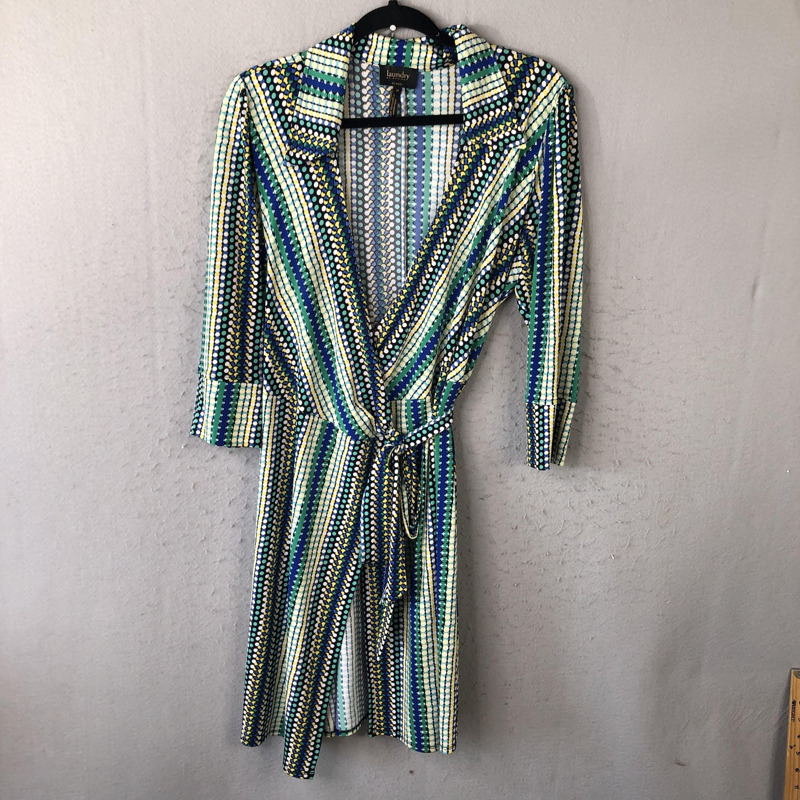 Laundry by Design Dress Womens Medium Polka Dot Wrap Belted Retro Pattern