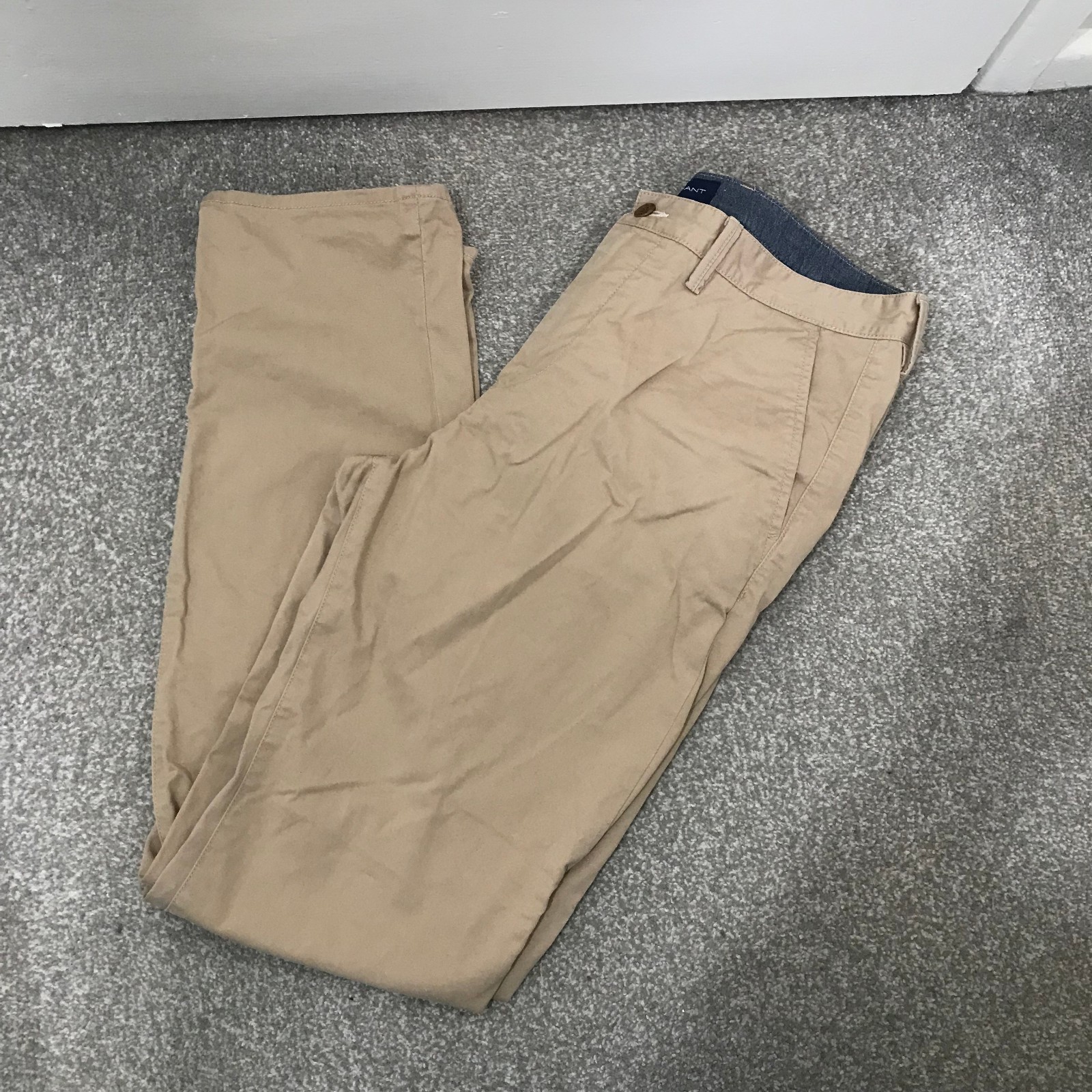 Gant Allister Chinos Mens W34 L34 Beige Regular Fit Smart Casual Zip Fly