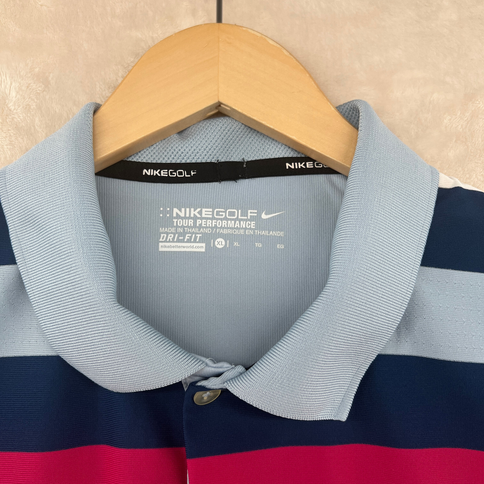 Nike Golf Dri-Fit Tour Performance Men’s Size XL Blue Stretch S/S Polo Shirt