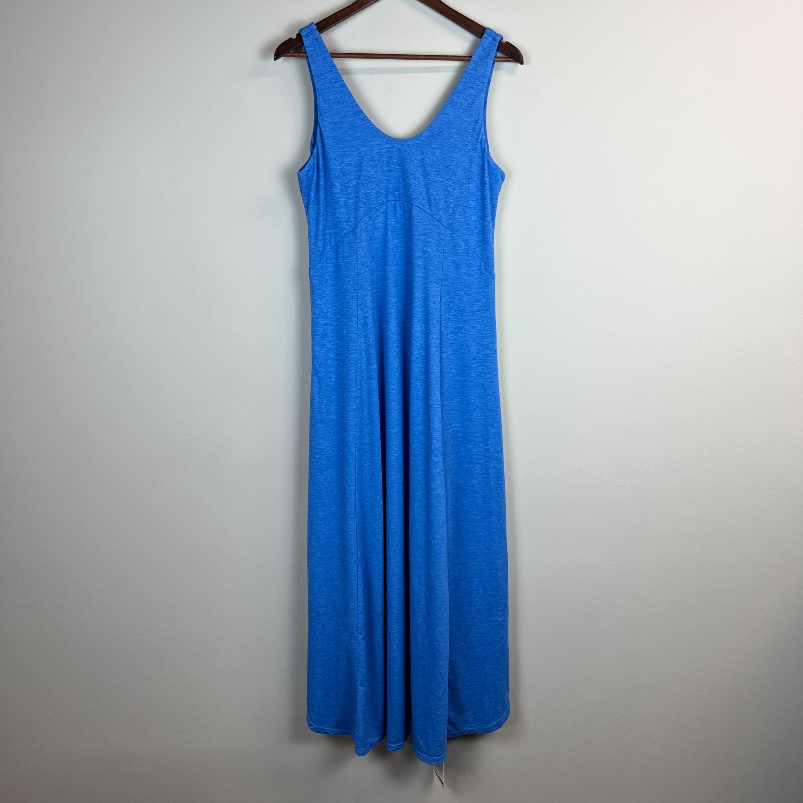 Halara Maxi Tank Dress Womens Medium Blue U Neck Split Slit Flowy Casual Summer