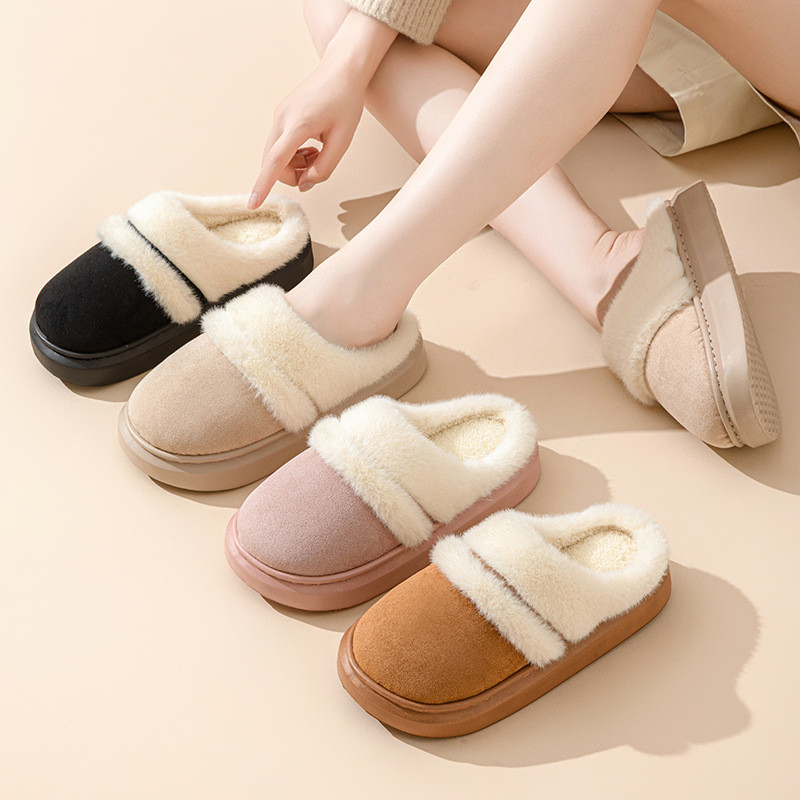 Warm Plush House Slippers Non Slip Winter Indoor Bedroom Shoes Unisex