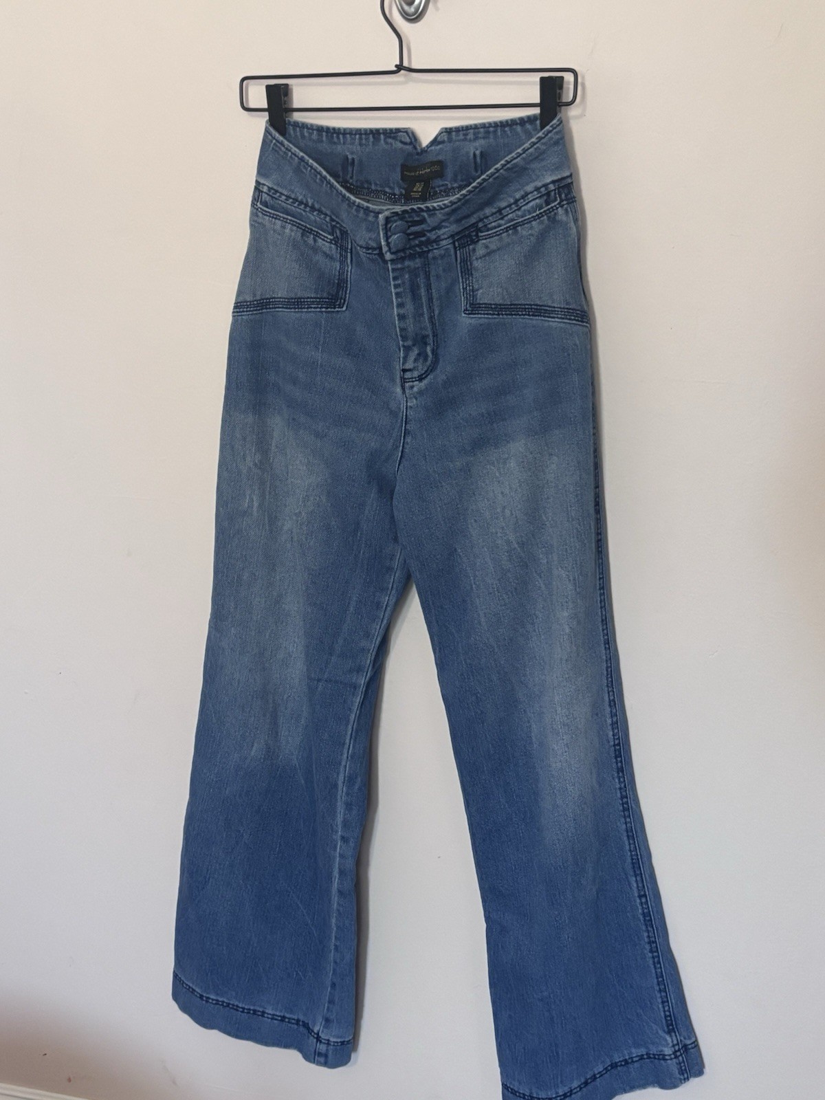 House of Harlow 1960 Women’s Blue High Rise Wide-Leg Jeans Medium Wash