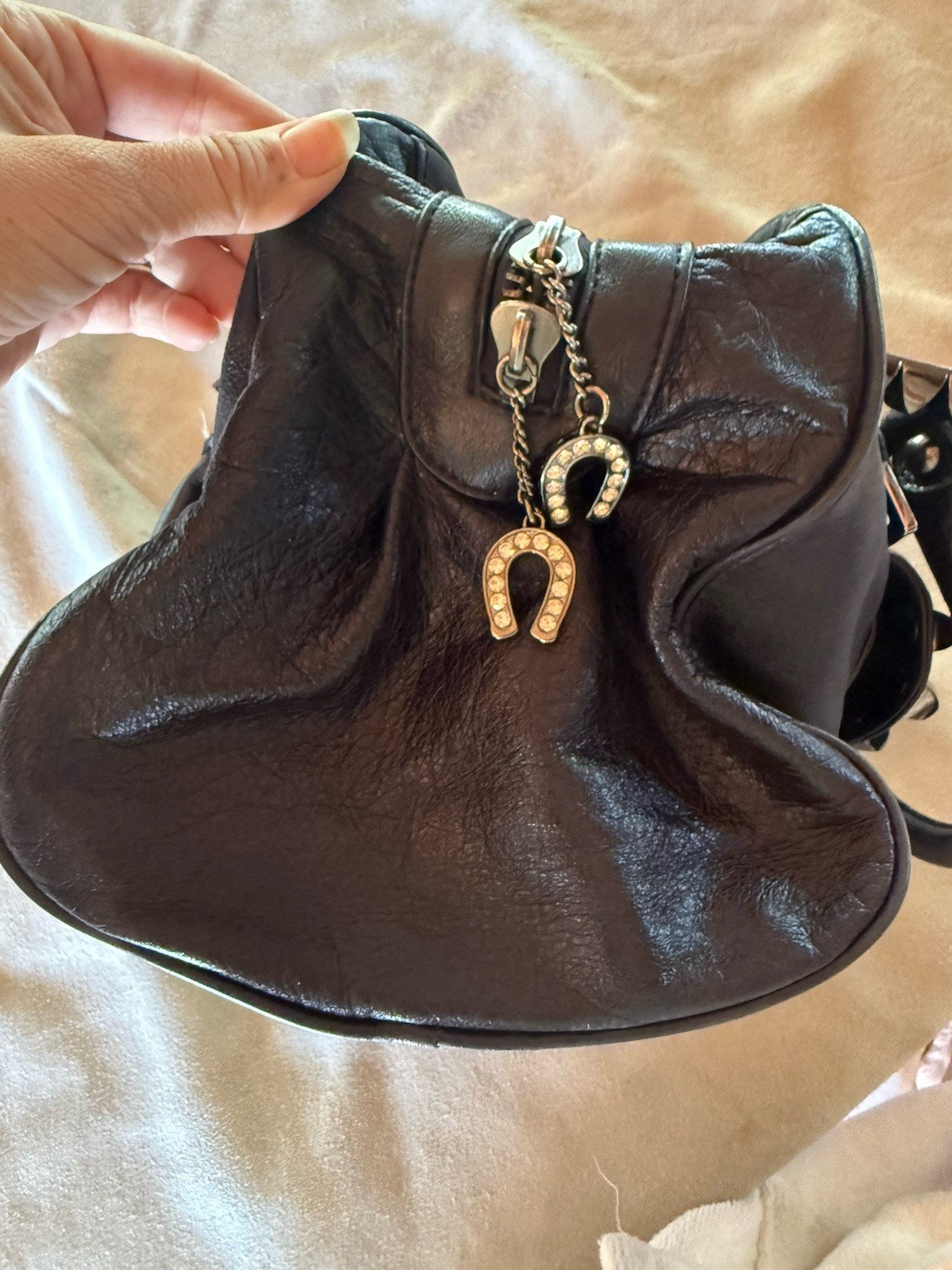 2000s Betsey Johnson Studded Black Purse VINTAGE LEATHER
