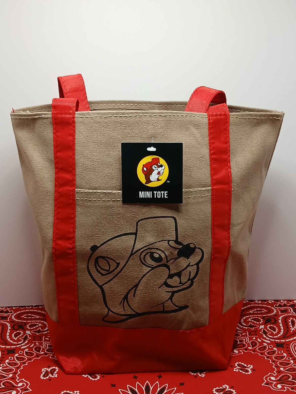 Buc-ee’s Mini Tote Bag ~ New 13×12 Market Bag Small Reusable ~ Canvas & Red Tote