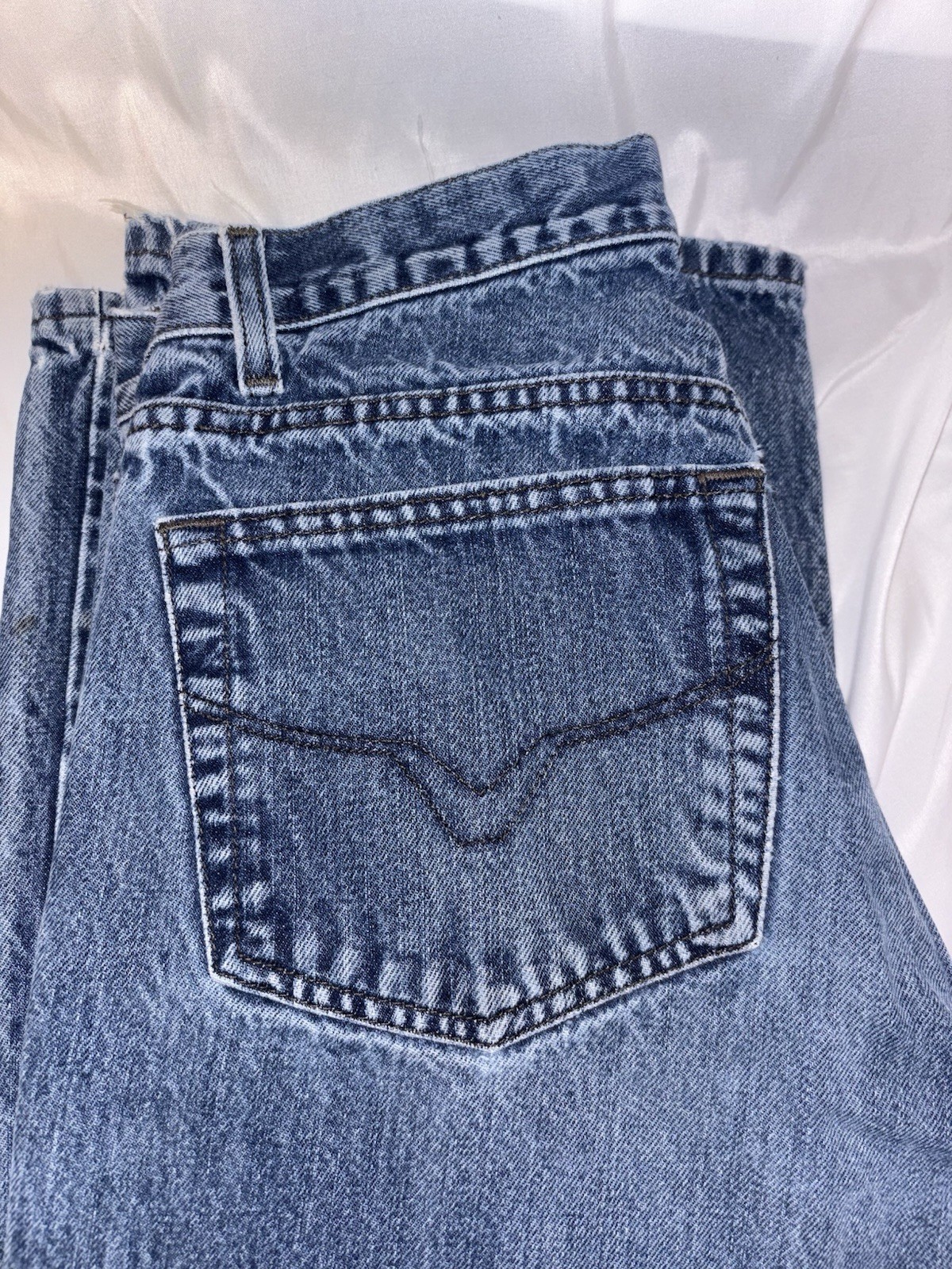 VTG Harley Davidson Blue Denim Straight Fit Jeans Medium Wash Distressed 32/32