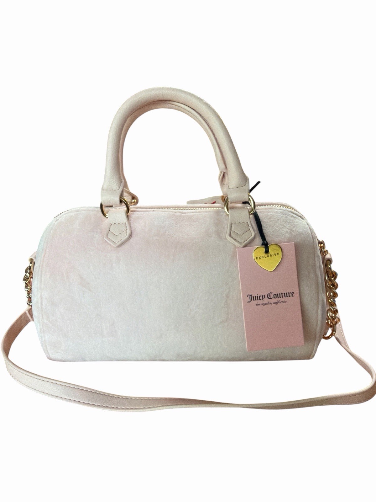 Juicy Couture Sweet Tea Party Satchel Crossbody Bag Pink Clay Embroidery Cherry