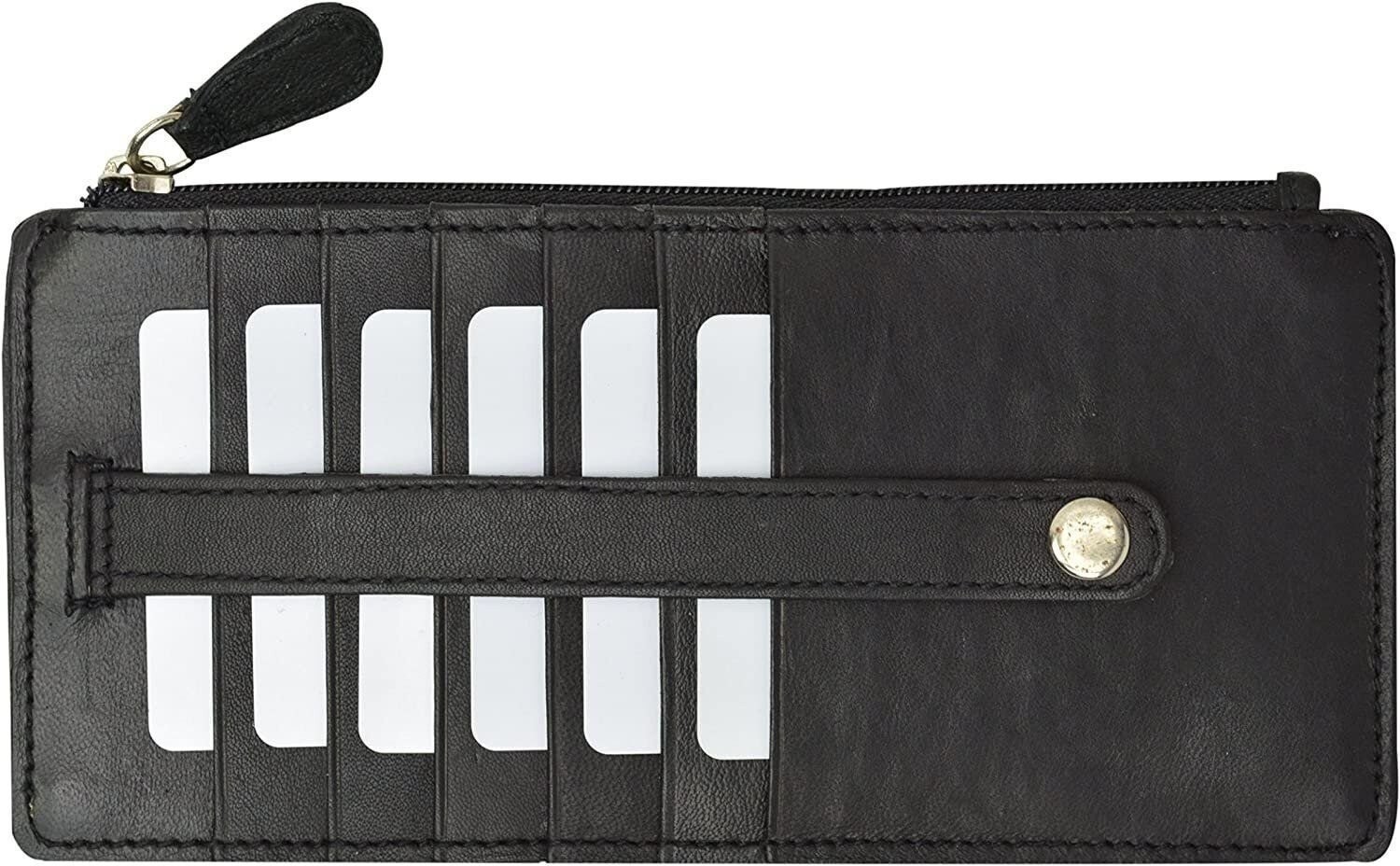Cavelio Leather Thin Vertical Stacker Card Case Wallet with ID Window