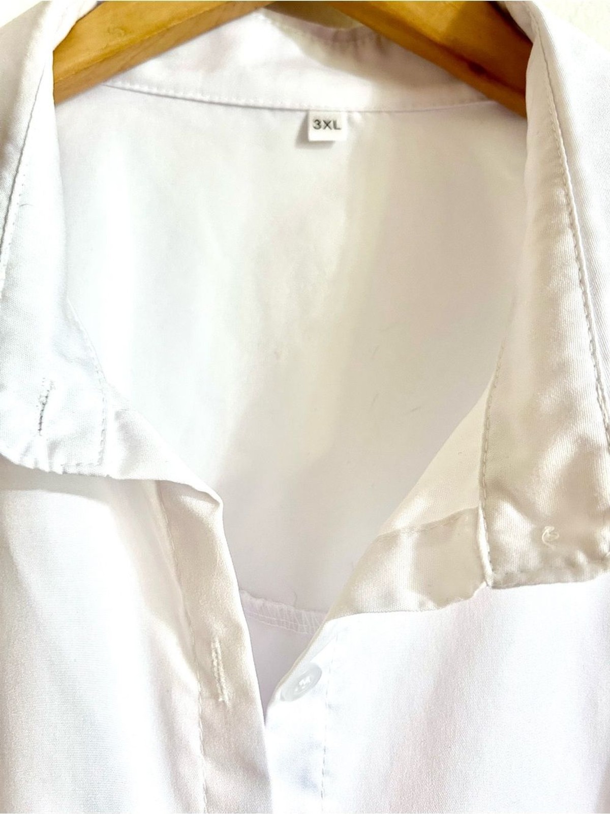 Classic White Button-Up Blouse Shirt 3X Roll Up Sleeve Button Down Work Office