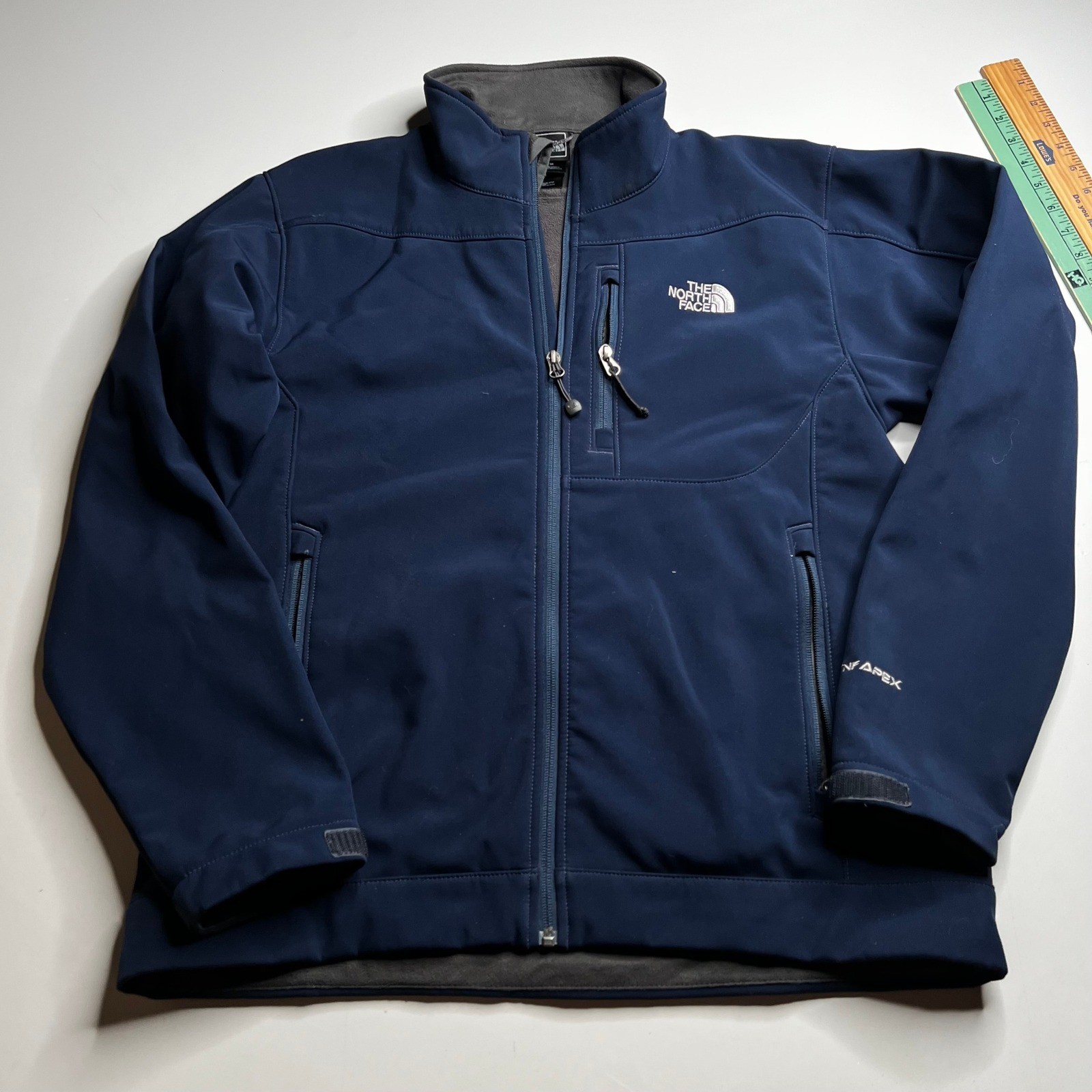 The North Face Mens Apex Bionic Softshell Jacket Navy Blue Size Medium Full Zip