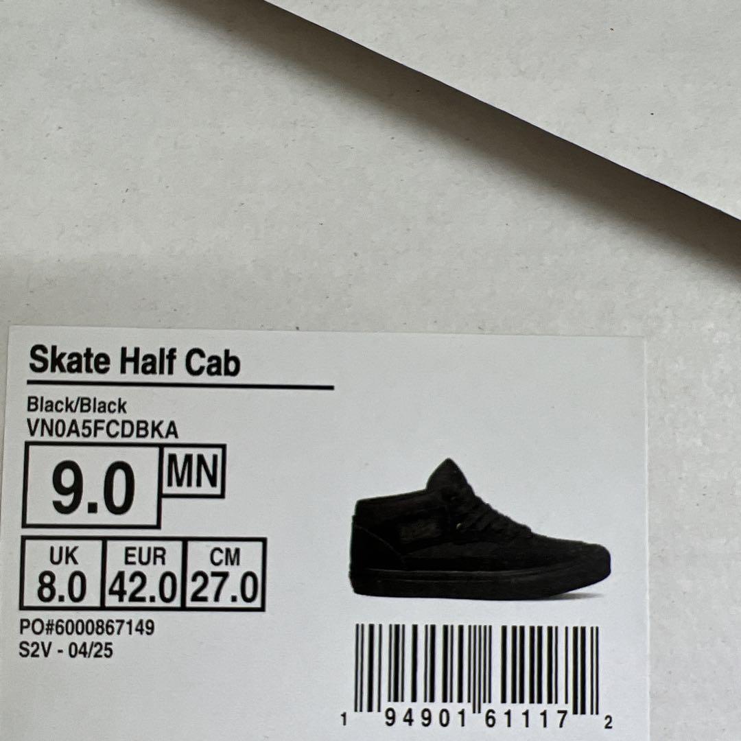 VANS Half Cab Skate Shoes Black Suede Size 27cm 10.63in Rare New Sneakers