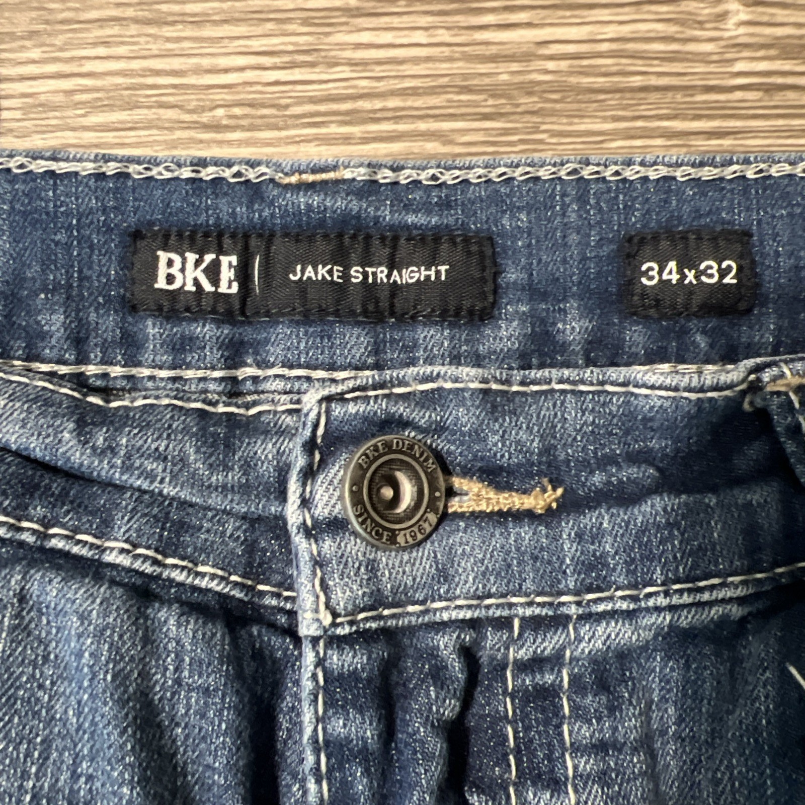 BKE Jake Straight Stretch Mid Rise Medium Wash Blue Jeans Men’s Size 34×32