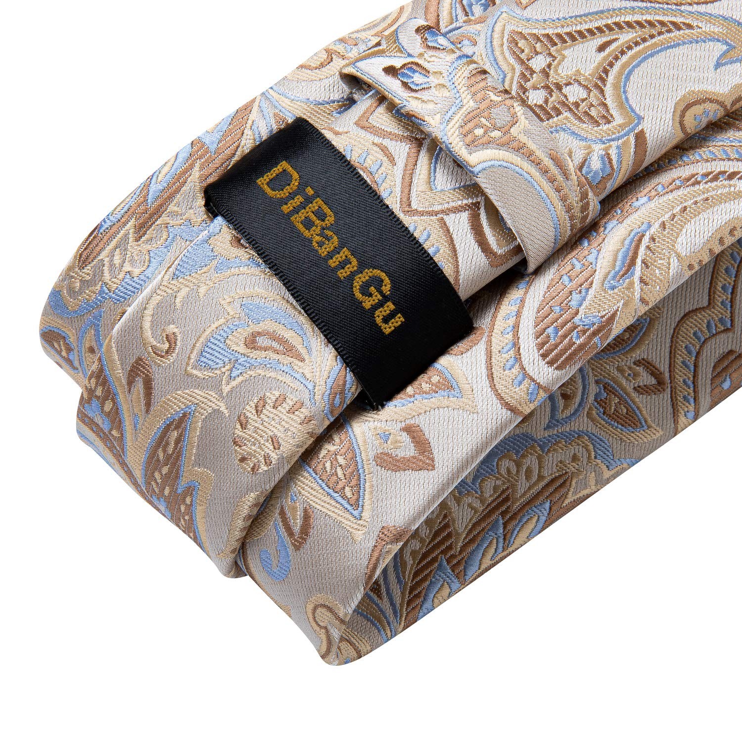 Mens Tie Set Silk Solid Paisley Necktie and Pocket Square Cufflinks Classic Form