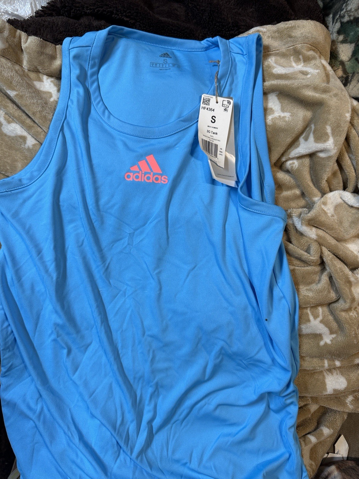 adidas Women’s S Blue Polyester Lightweight Scoop Neck Logo Sleeveless Tank