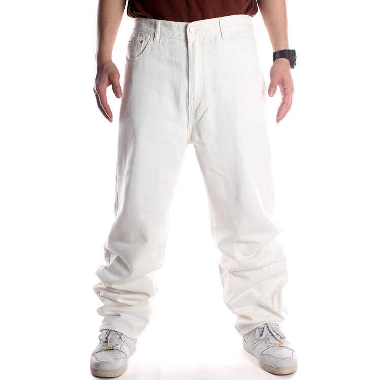 Men’s White Jeans Hip hop Pants Baggy Trousers Oversized 32 34 36 38 40 42 44 46