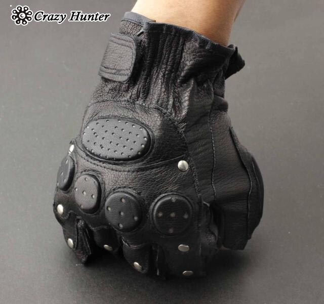 Men’s Stud Biker Punk Driving Motorcycle Fingerless Leather Gloves