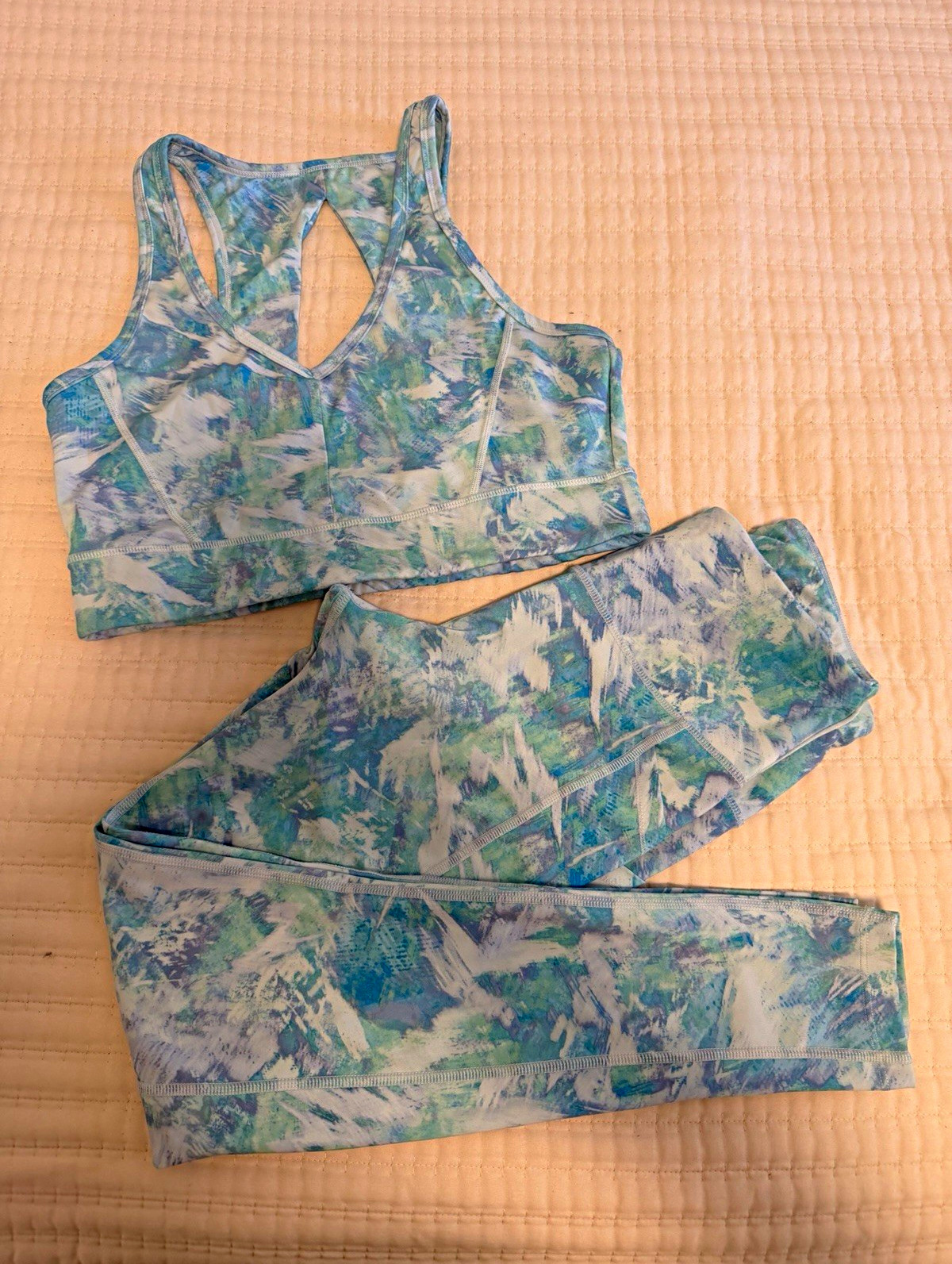 Calvin Klein Performance 2-Pc Sports Bra & Leggings Set S M Abstract Stretch