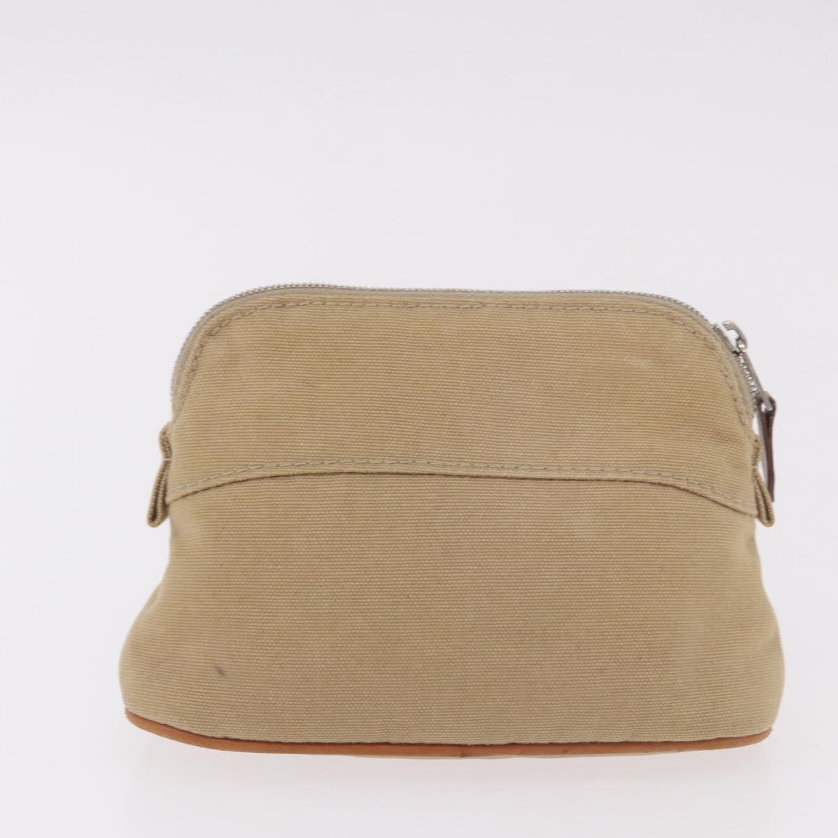 HERMES Pouch Canvas Leather 5 Set Beige Pink Purple Auth ti3991