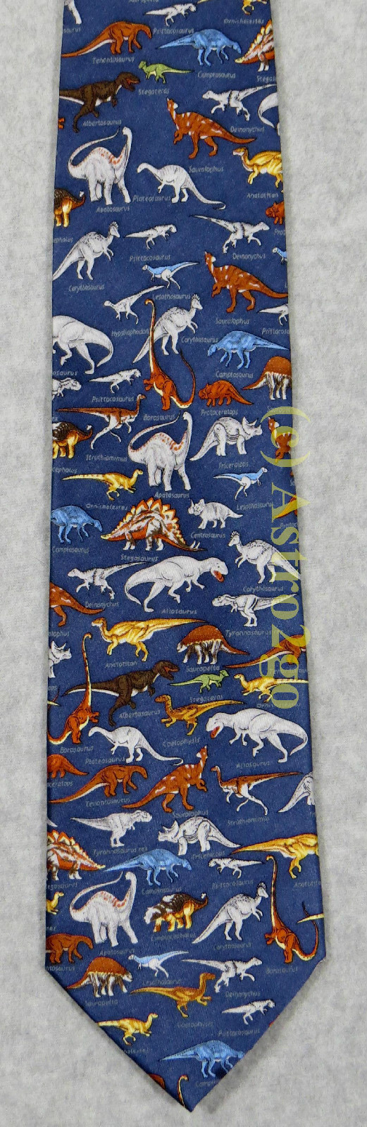 DINOSAURS W/ NAMES T REX JURASSIC PALEONTOLOGY Museum Artifacts Silk Necktie NEW