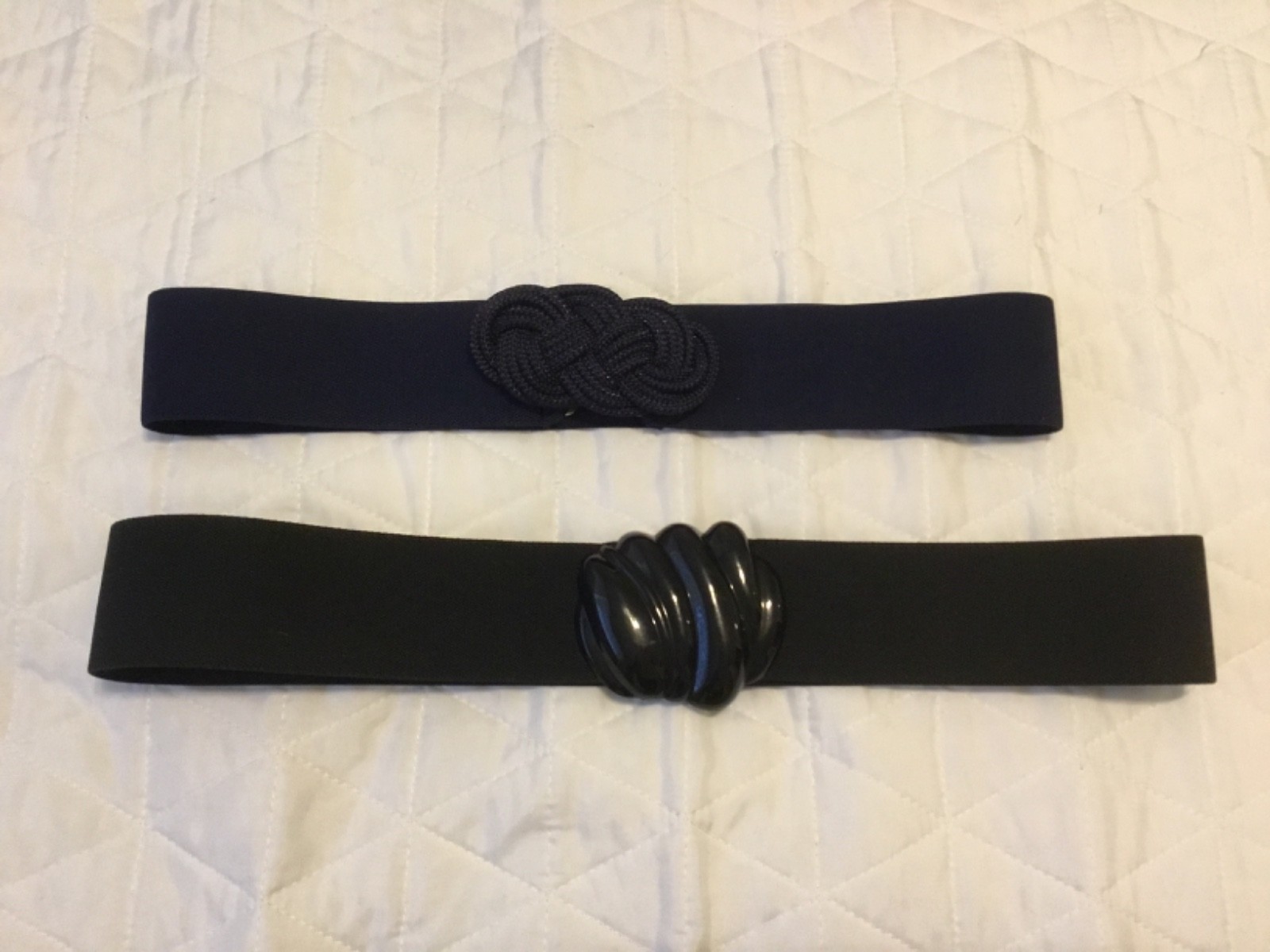 2 Vintage Elastic Stretch 80s Lot Blue Black Retro