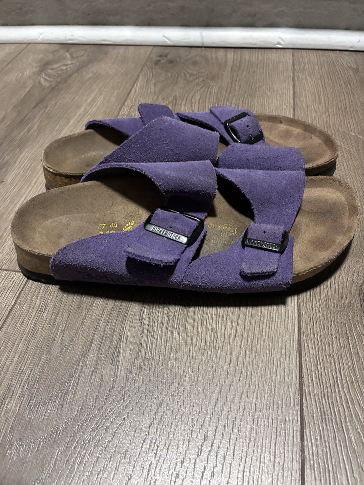 Birkenstock Purple Suede Slide Sandals Buckle Adjustable Strap Women’s US 6