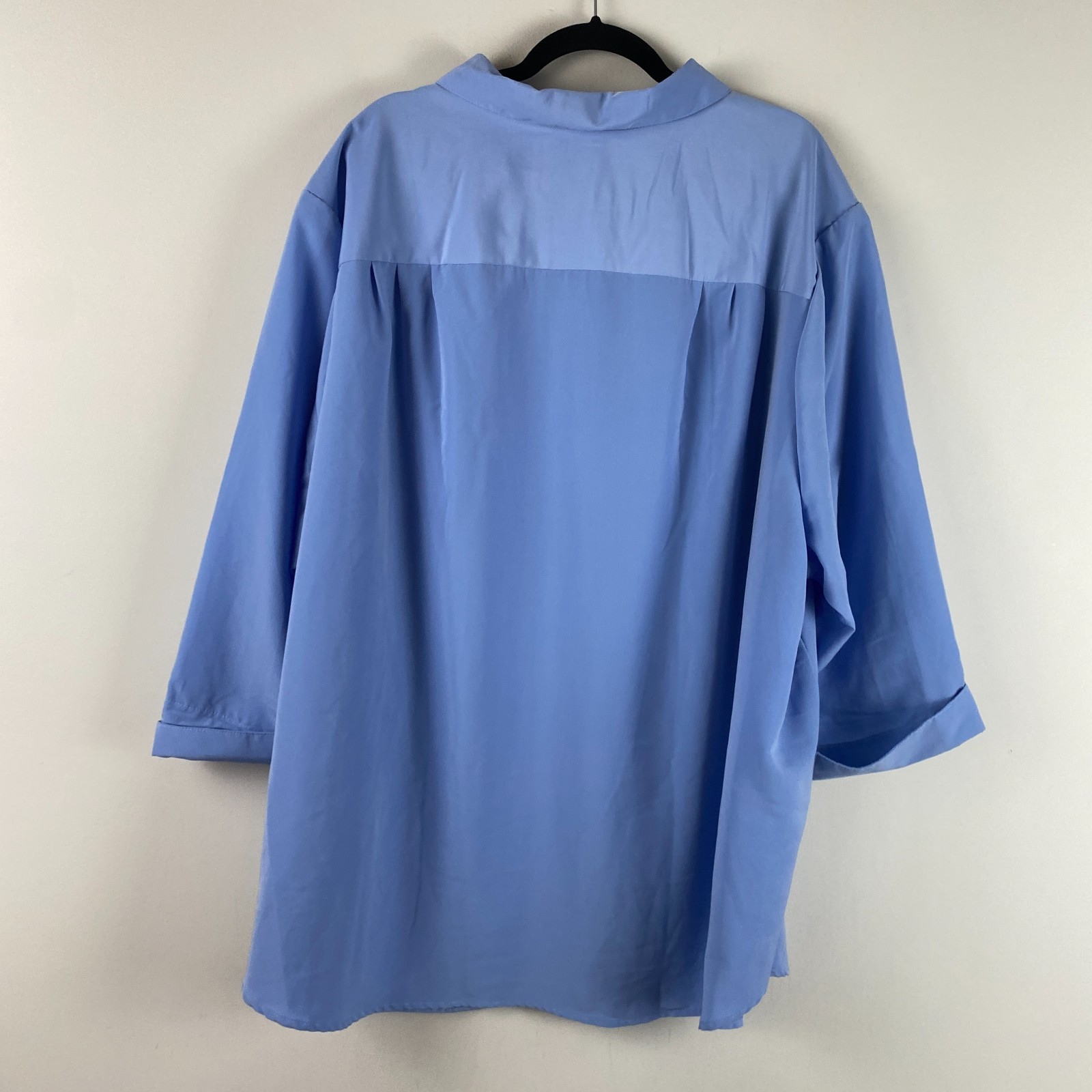 Woman Within Button Up Tunic Shirt Size 4X Blue 3/4 Cuffed Sleeve