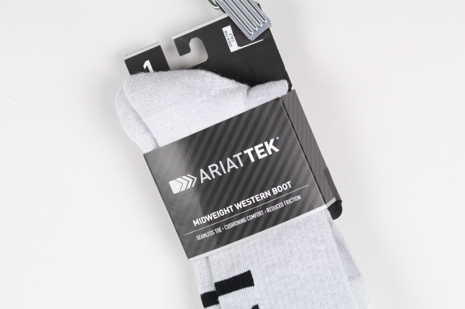 Ariat Tek Unisex Midweight Western Boot Socks Gray Black Script AR2345 050