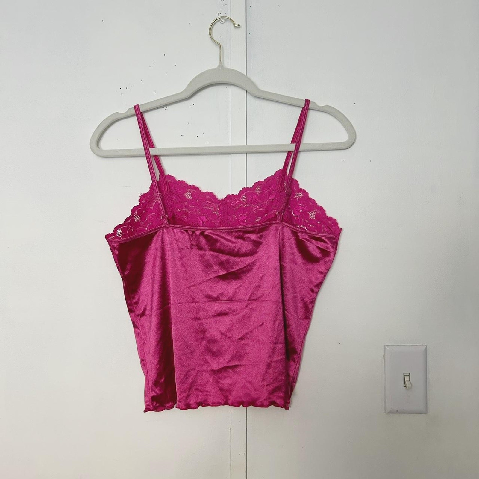 hot pink Y2K Satin Cami Top