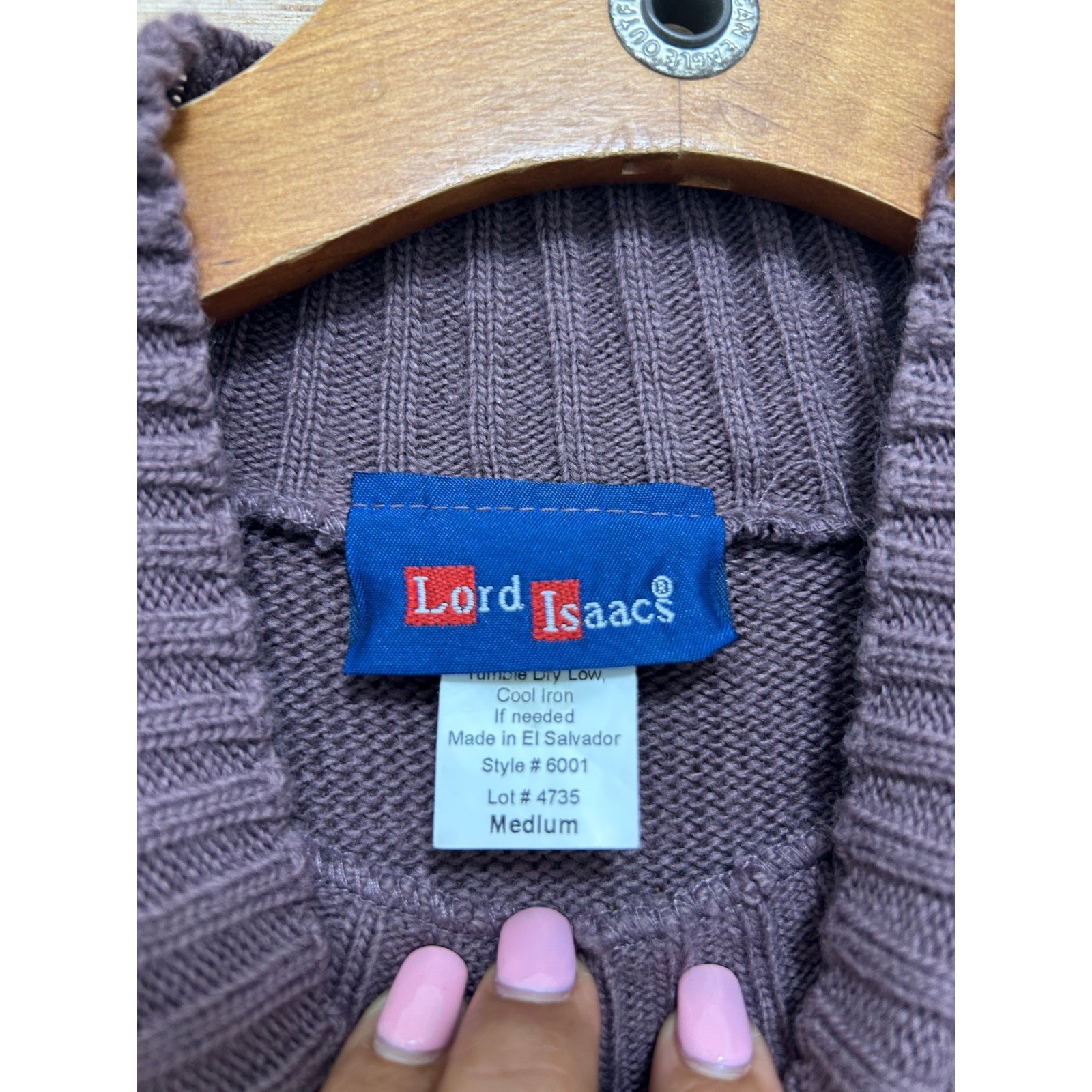 Lord Isaacs Womens Mock Neck Pointelle Knit Sweater Mauve Purple Medium
