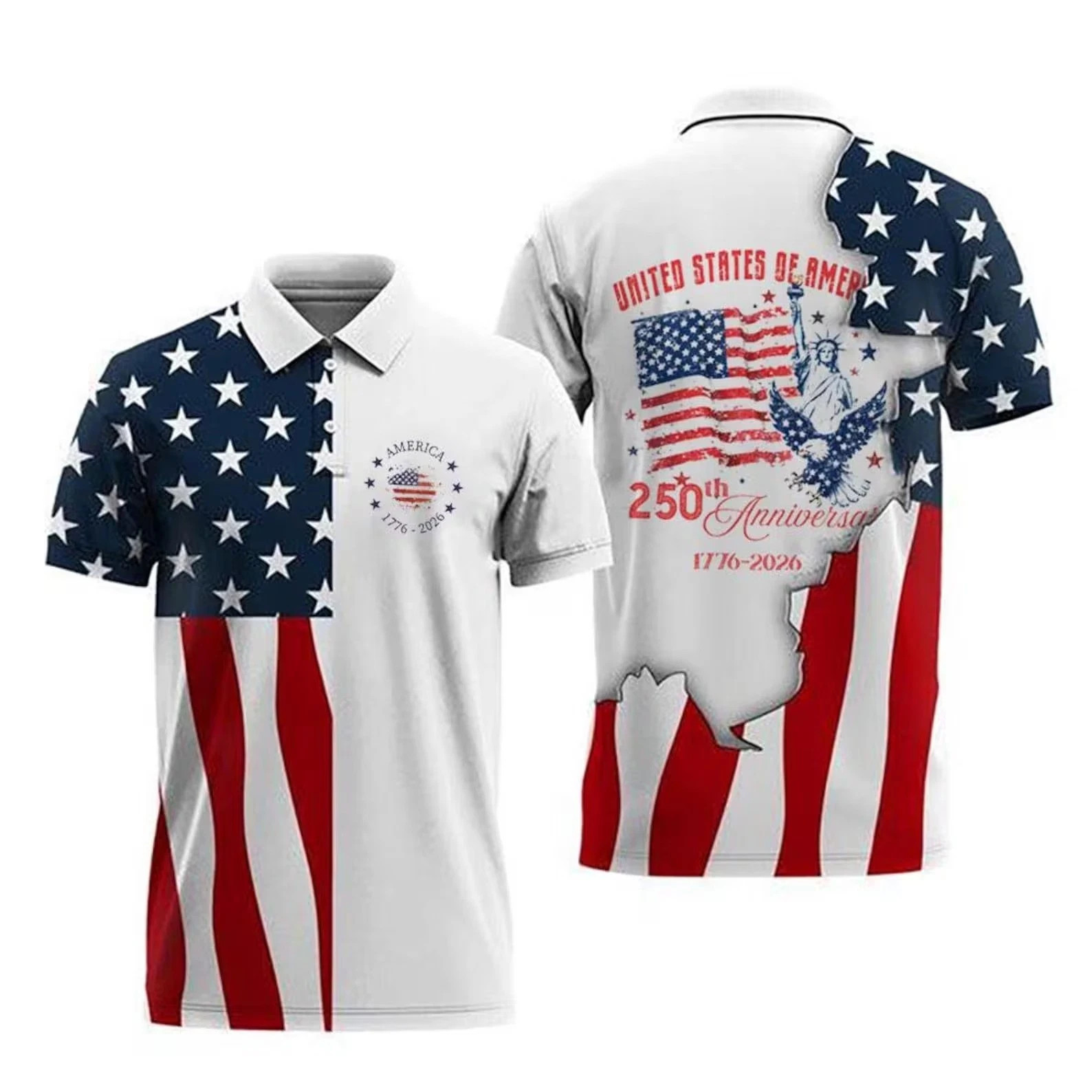 America Eagle 250th Anniversary Polo Shirt, Patriotic Eagle Polo Shirt 4th