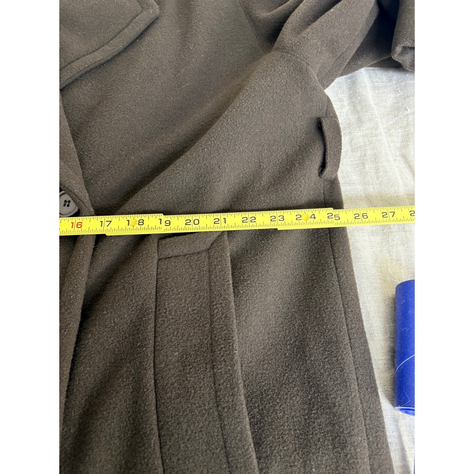 Benard Holtzman Harve Benard Brown 100% Wool Double Breasted Long Coat Mens 16