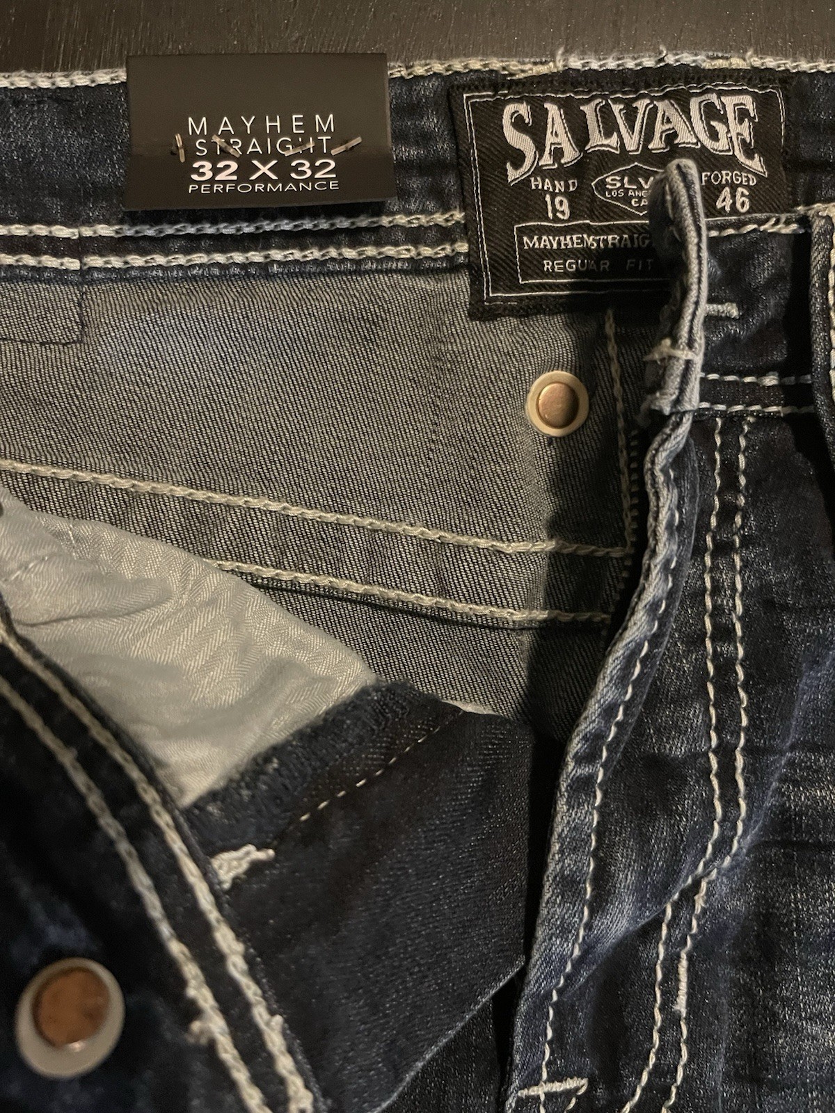 Salvage Buckle Mayhem Straight Jeans Regular Fit Size 32/32 Black Wash NEW W/TAG