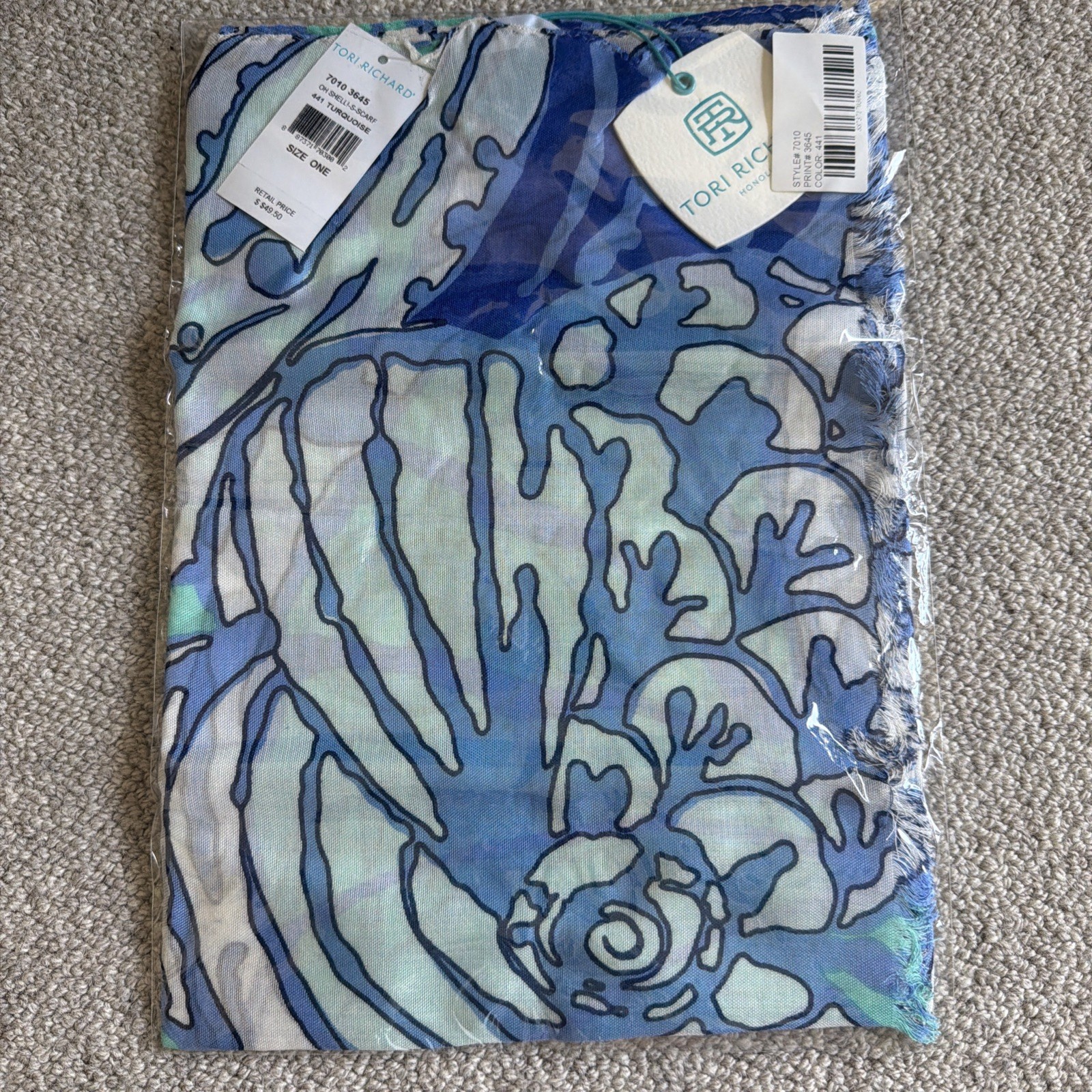 Tori Richard Flowrie Scarf In Oh Shell rare pattern 26” X 75” New With Tags
