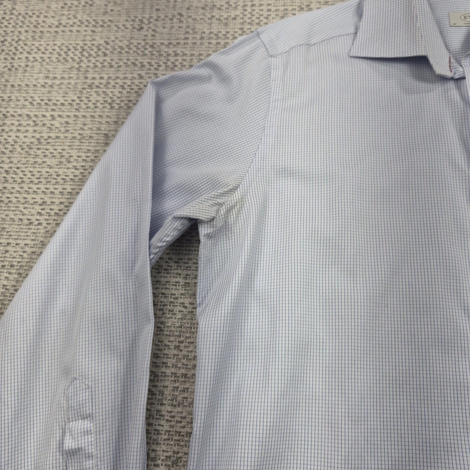 Eton Dress Button Up Shirt Mens 16.5 42 Blue Check Contemporary Long Sleeve