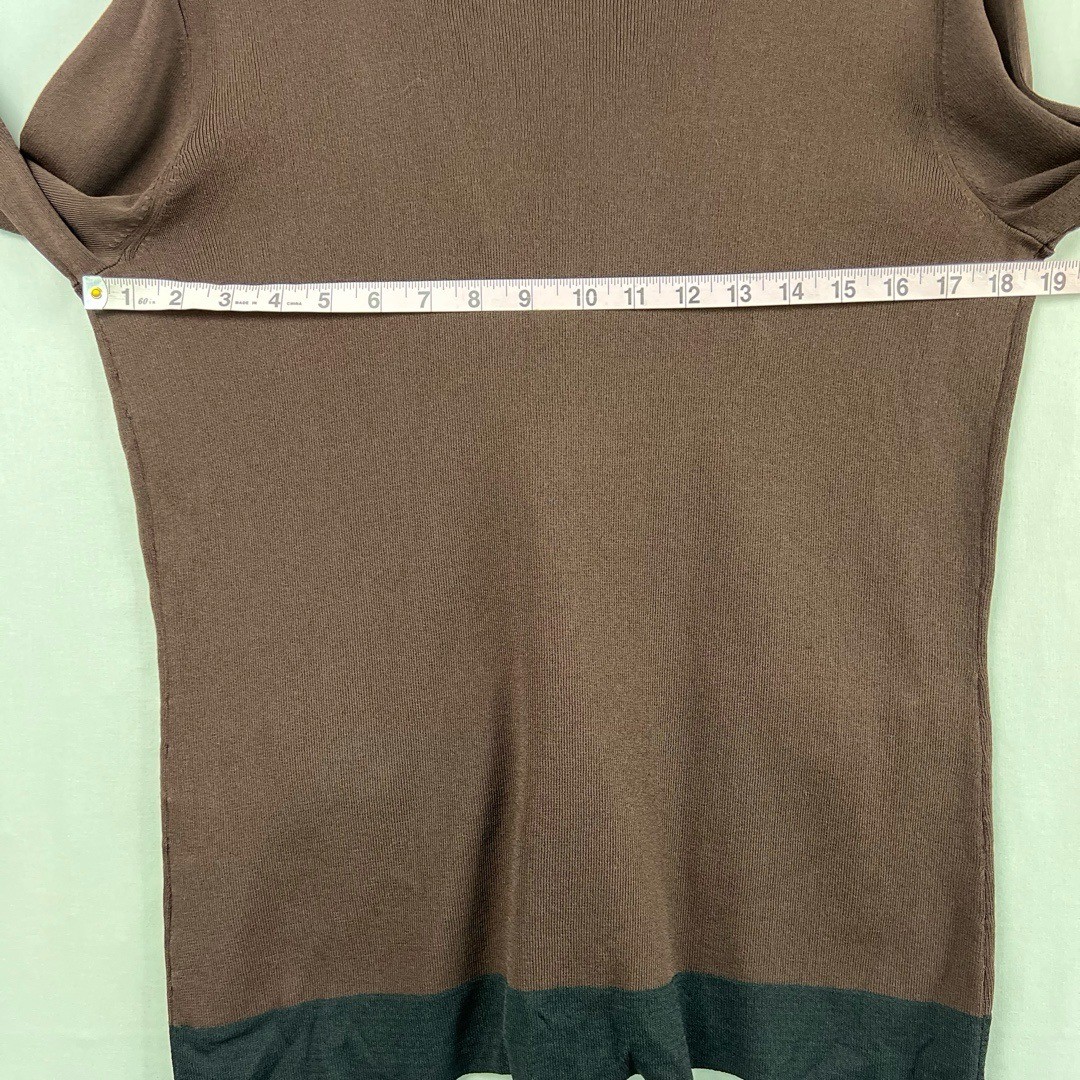 Harvé Benard Womens Small Cardigan Stretch Knit Brown Black Button Up Pockets