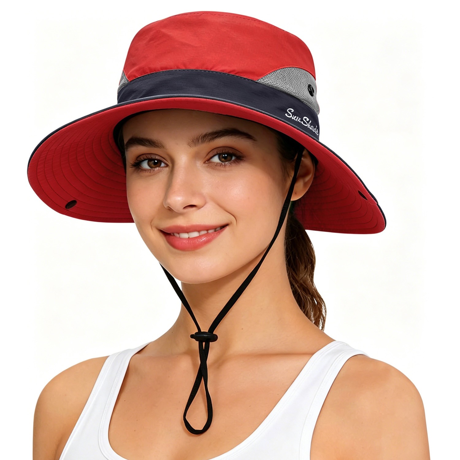 Women’s Ponytail Bucket Hat,UPF 50+ Sun Protection,Breathable,For Beach & Hiking