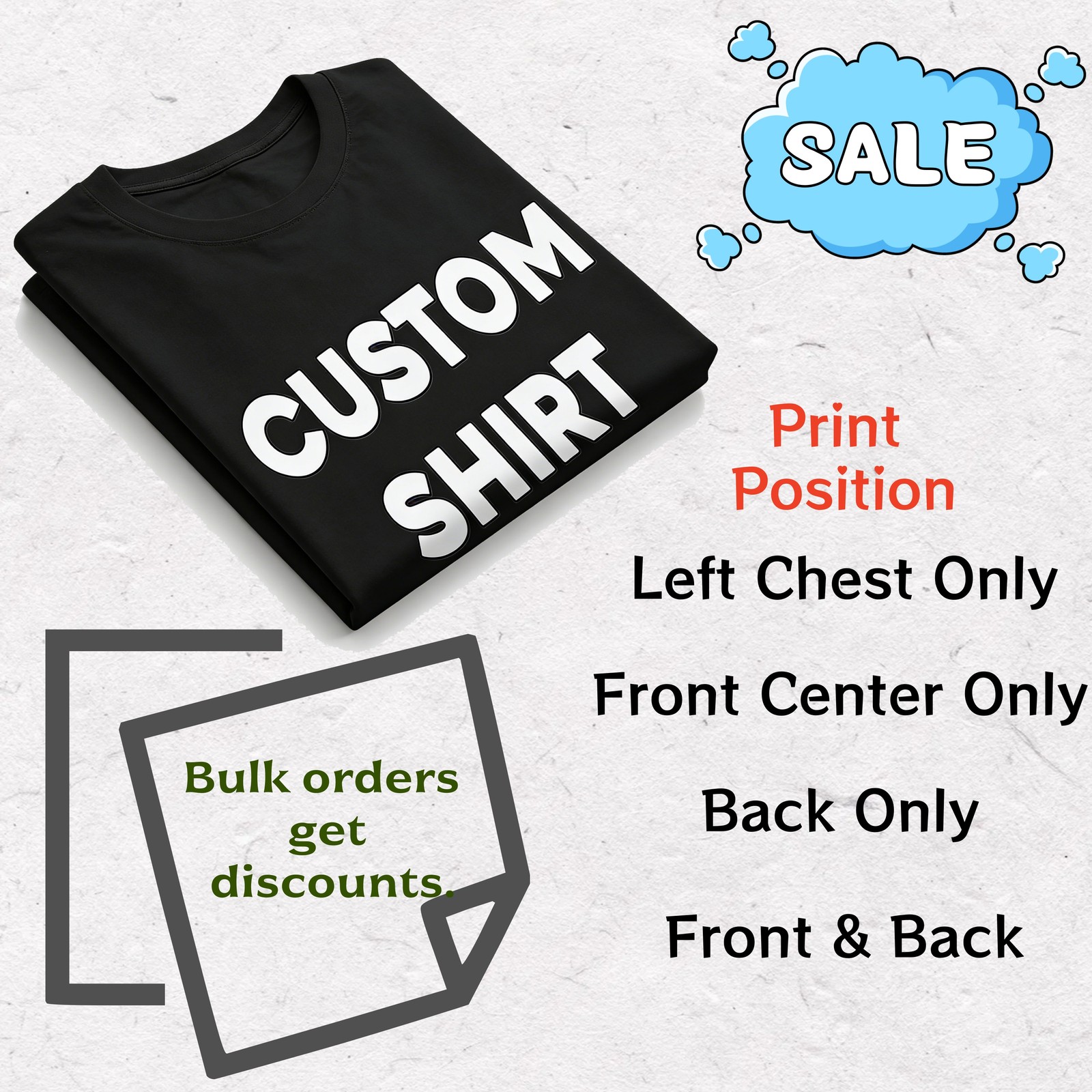 Print Your Photo Text Logo DIY Custom Cotton Tee Personalized Unisex Soft Top