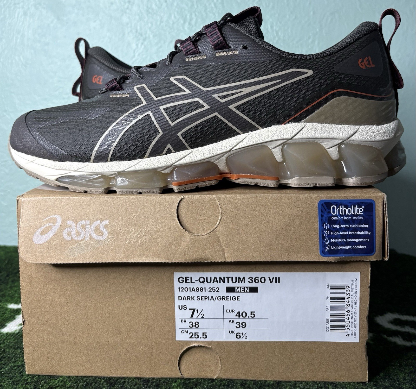 US Men’s 7.5 – ASICS Gel Quantum 360 VII “Dark Sepia Greige” 1201A881-252